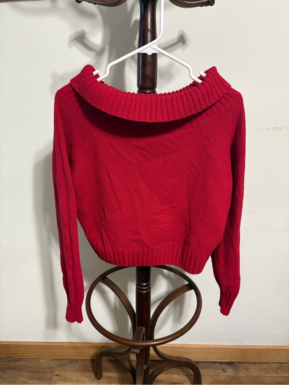 Hollister Crimson Off-the-Shoulder Knit Sweater